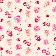 Seamless background made of berries in linear style N2