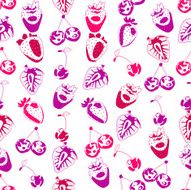 Seamless background made of berries in linear style N5