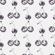 Seamless background made of cherry in linear style N2