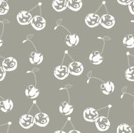 Seamless background made of cherry in linear style N3