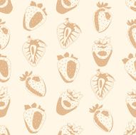Seamless background made of strawberry in linear style N2