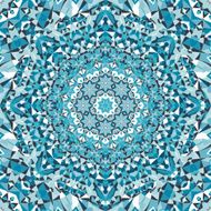 blue circular floral kaleidoscope pattern