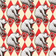Sketch bear on a bike in vintage style N2
