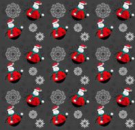 Santa snowman with snowflakes seamless pattern