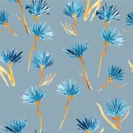 Retro background made of watercolor flowers Vintage hipster seamless pattern