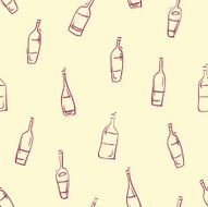 hand drawn sketch wine bottles seamless pattern