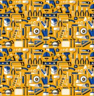 Color seamless pattern of building tools flat style
