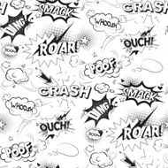 Comic black speech bubbles in pop art style seamless pattern N2