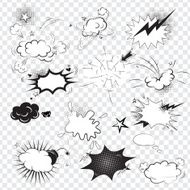 Blank text comic black speech bubbles in pop art style