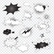 Blank text comic black speech bubbles in pop art style N2