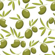 Green olive branch seamless pattern Natural food background
