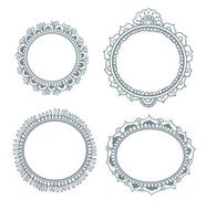 Vector set with abstract floral frames in indian style N2