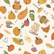 Thanksgiving Vector Doodle Pattern N2