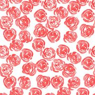 hand drawn watercolor roses and cute little flowers seamless pattern N9