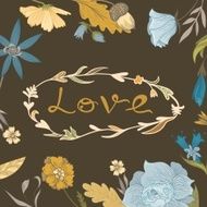 Autumn Floral Frame with Love Lettering N2