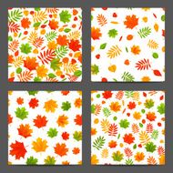 Set of seamless patterns with autumn leaves