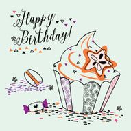 birthday cupcake illustration N2