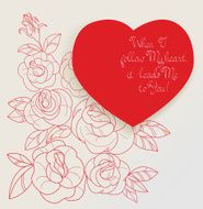 Vintage card roses bouquet romantic quotes N6