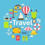 Flat Style Vector Beach Travel Concept