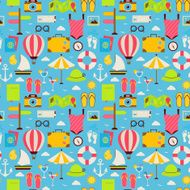Flat Beach Travel Resort Vacation Seamless Pattern