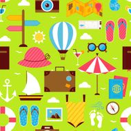 Flat Summer Time Travel Seamless Pattern