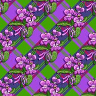 Seamless pattern bouquet of violets tied with a ribbon N2