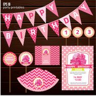 Set of design elements for birthday party N2