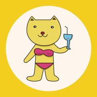 animal cat summer cartoon theme elements N3