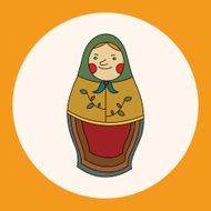 Matryoshka Russian traditional wooden doll vector pattern ele