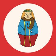 Matryoshka Russian traditional wooden doll vector pattern ele N2