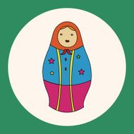 Matryoshka Russian traditional wooden doll vector pattern ele N6