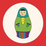 Matryoshka Russian traditional wooden doll vector pattern ele N9