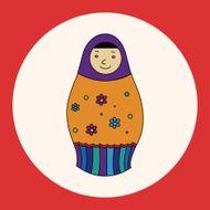Matryoshka Russian traditional wooden doll vector pattern ele N11
