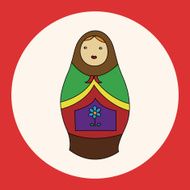 Matryoshka Russian traditional wooden doll vector pattern ele N12