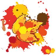 Bright red autumn watercolor vector background with leaf