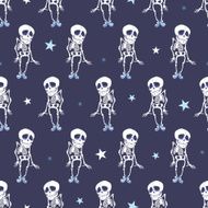 Vector Dancing Skeletons Halloween Seamless Pattern