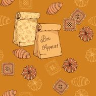 pattern of croissant cookies and vairous bakery 2