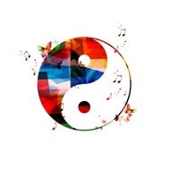 Colorful vector ying yang background with butterflies