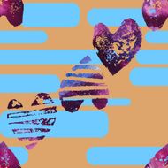 Seamless pattern with grunge hearts