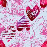 Seamless pattern with grunge hearts N5