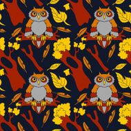 Cute owl seamless pattern N7