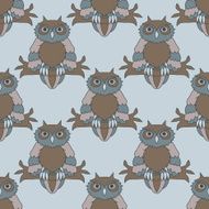 Cute owl seamless pattern N8