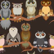 Cute owl seamless pattern N11