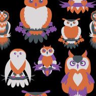 Cute owl seamless pattern N12
