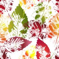 Autumn colorful leaves imprints