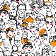 Seamless background pattern with faces N2