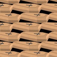 Wooden coffins seamless pattern Vector background cemetery