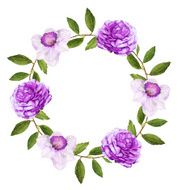 Beautiful violet flower watercolor wreath