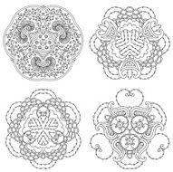 Set of four black and white mandalas N2