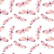 The pattern of butterflies Seamless vector background Watercolor illustration